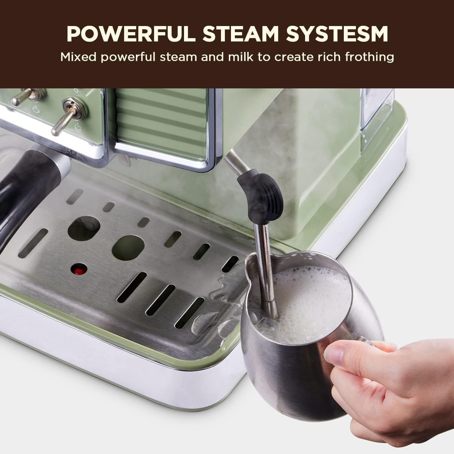 15 Bar Espresso Coffee Machine with Milk Frother Steam Wand, 54 Oz Removable Water Tank G370517