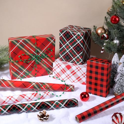 Reversible Kraft Christmas Wrapping Paper - Jumbo Roll - 30 Inch X 33 Feet - Vintage Trucks Design D8251