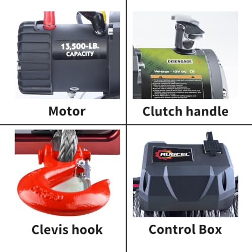 13500lb Waterproof Electric Synthetic Rope Winch with Hawse Fairlead K362484
