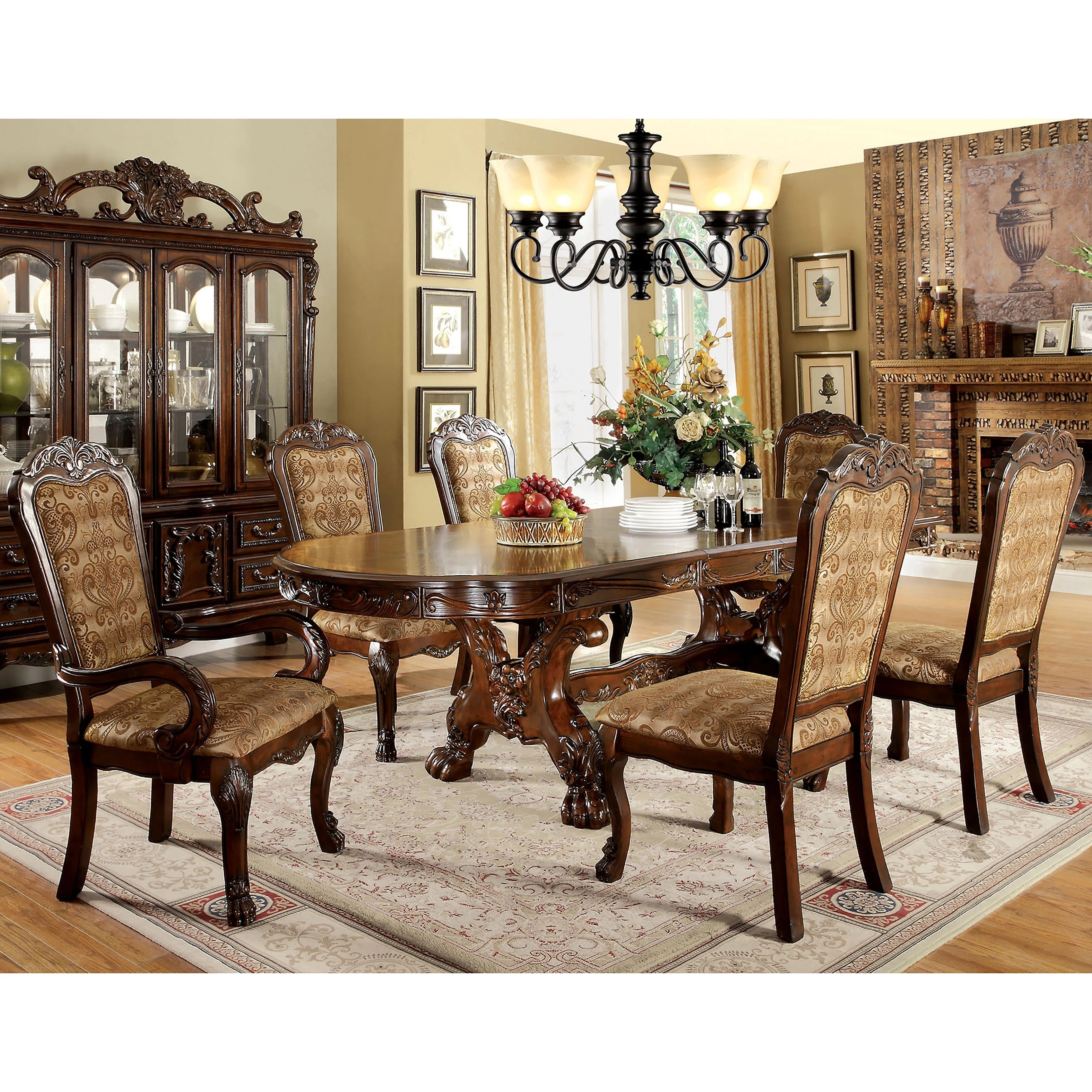 Cherry Solid Wood 7-Piece Dining Table Set A11809