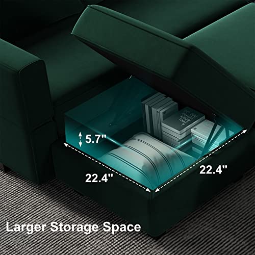 Oversized Velvet Blue Modular Sectional Sofa with Storage Ottomans G788