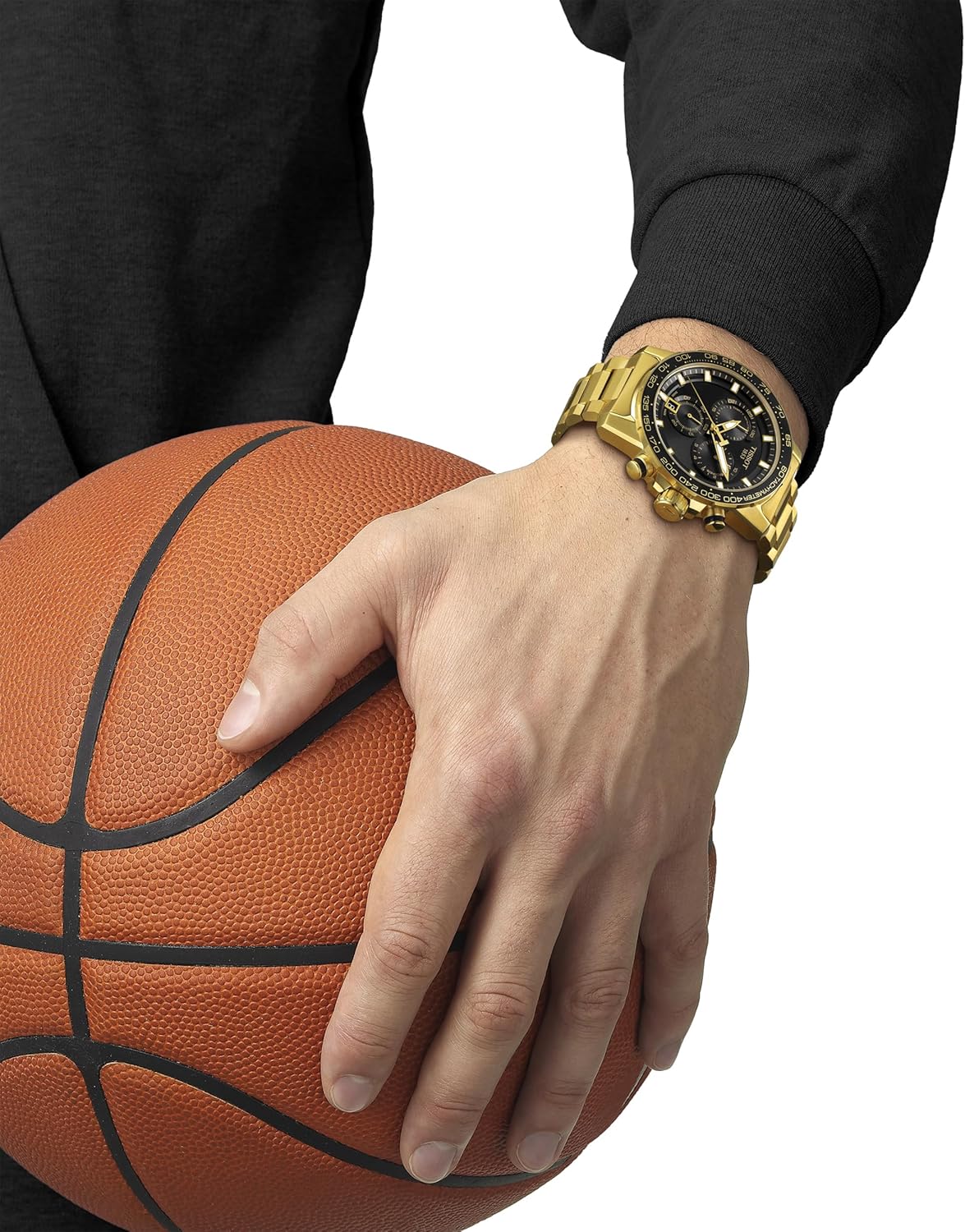 316L Stainless Steel case with Yellow Gold PVD Coating Quartz Watches, Grey, Stainless Steel A209