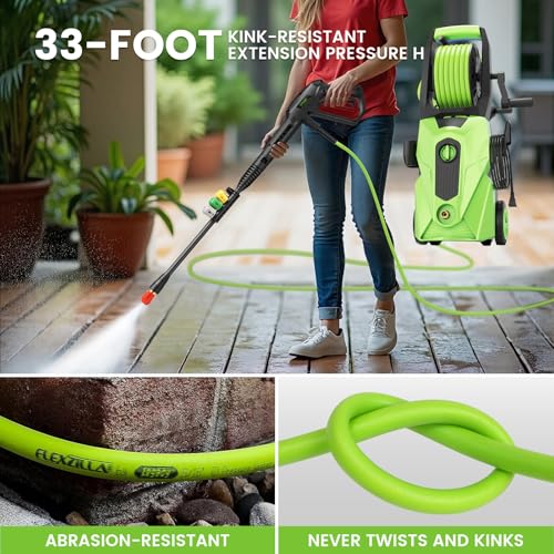 Electric Pressure Washer 5000 PSI 4.0 GPM with 33ft Hose, 4 Nozzle and Foam Cannon, Green Z3417