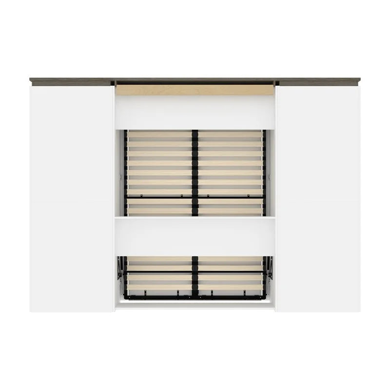White Full Murphy Bed with 2 Bookcases W43316