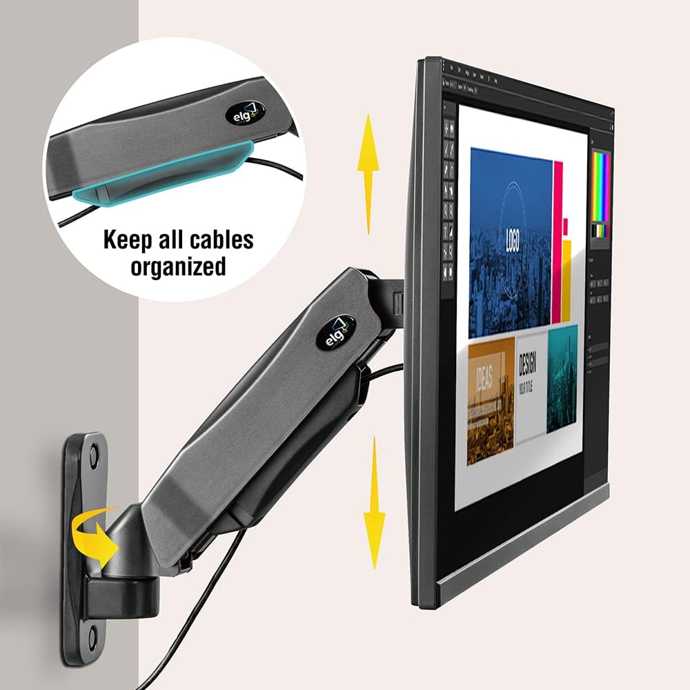 Black Full Motion Monitor Wall Mount Arm Q72822