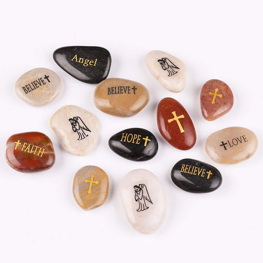 50PCS 2"-3" Engraved Inspirational Stones N33882