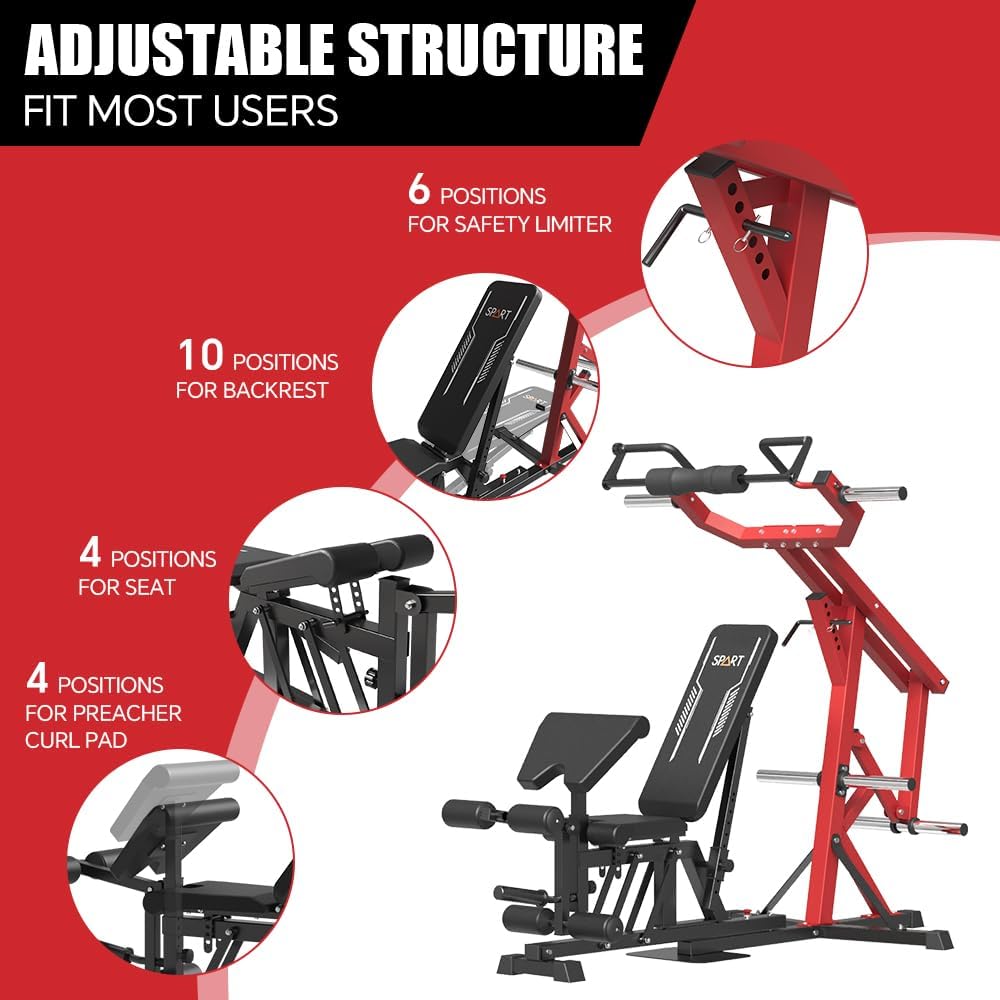 Red Multifunctional Strength Training Station with Multi Bench Press P339172