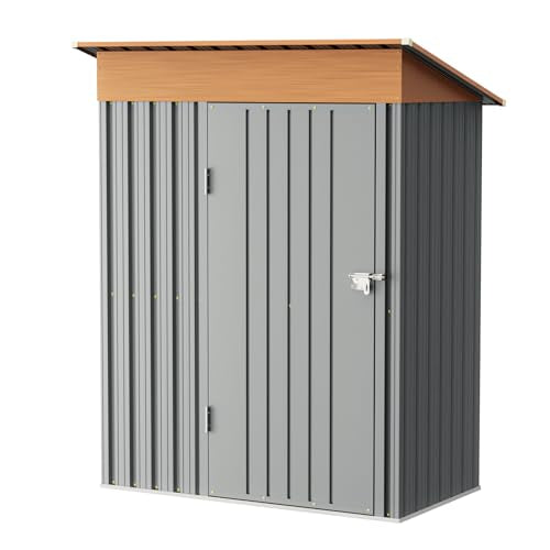 Compact Metal Tool Shed with Lockable Door (Matte Gray) I2287