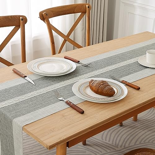 Brown 36 inches Linen Table Runner with Tassel W285532
