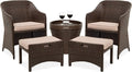 5-Piece Wicker Outdoor Patio Furniture Set with Storage Table I703861