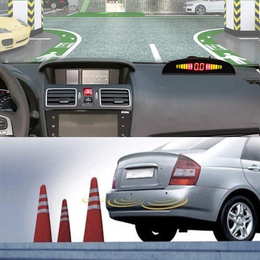 8 Reversing Sensors Kit with Front and Rear Alarm Buzzer LED Display White Pack of 2 G29518