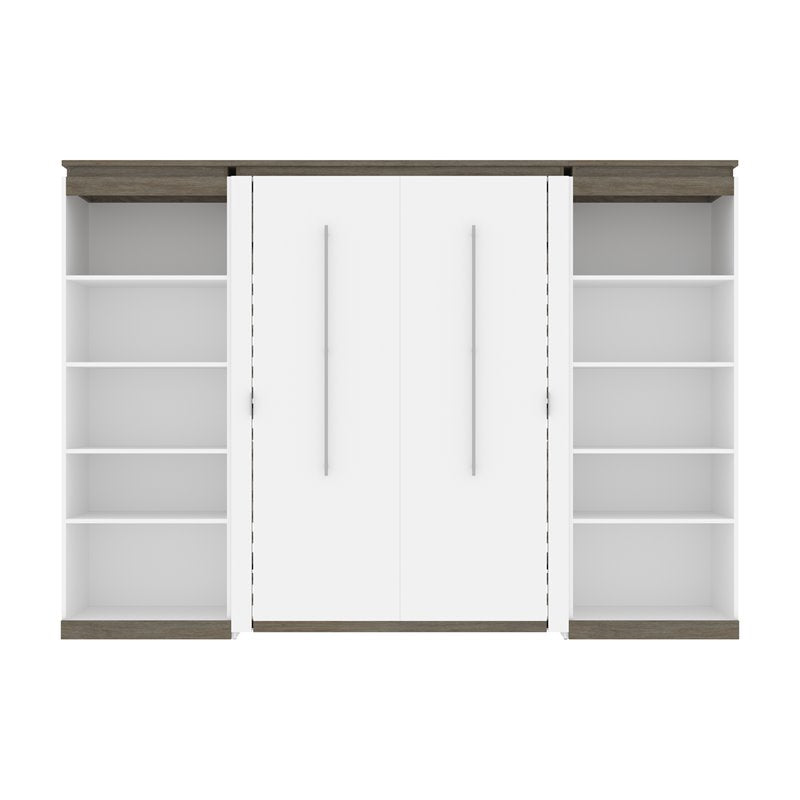 White Full Murphy Bed with 2 Bookcases W43316