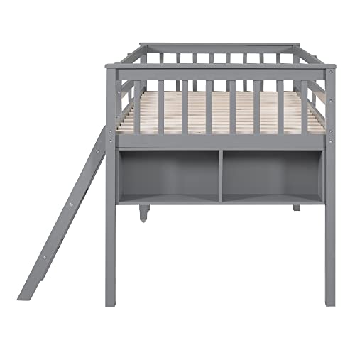 White Full Size Low Loft Bed with Desk and Chair P95809
