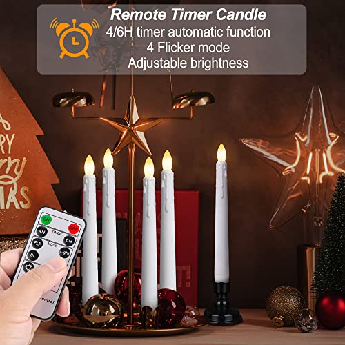 6PCS Flameless Taper Candles with Remote, 8 Inch Battery Operated LED Window Candle Lights (Ivory) J429034
