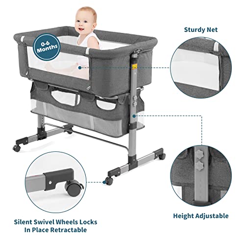 Deep Grey 3 in 1 Baby Bassinet with Breathable Net D338793