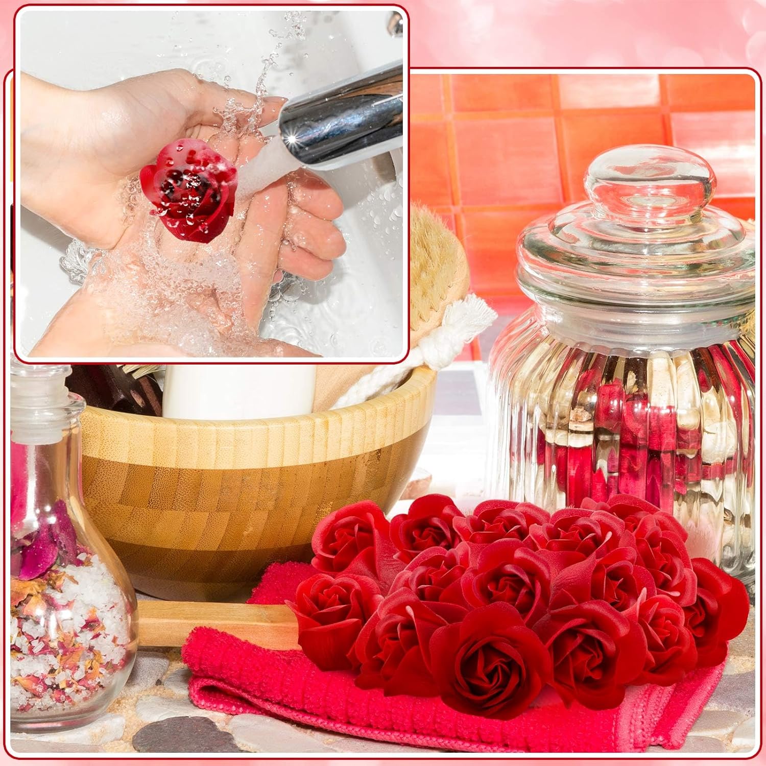 162 Pcs Rose Flower Soap (Red) S6550