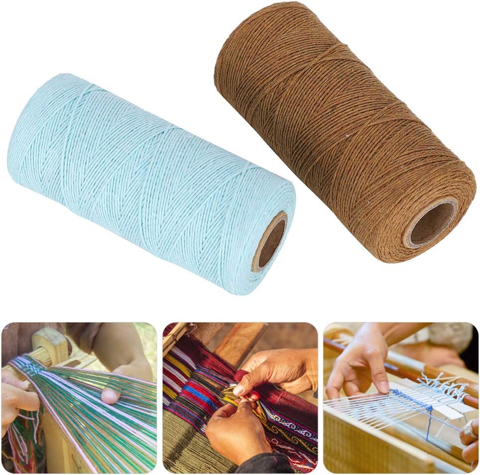 2 Rolls Pure Cotton 8/4 Warp Yarn (Brown + Light Blue) S792