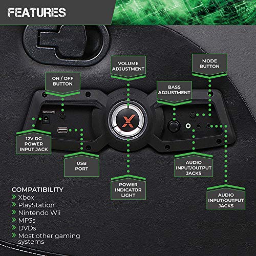 Black Recliner Gaming Chair with Bluetooth Audio System and Footrest C95784