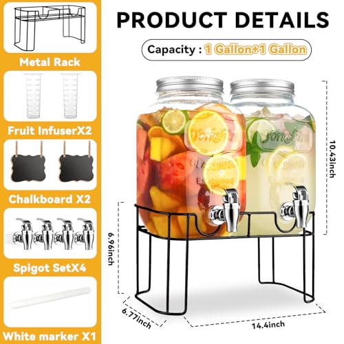 1 Gallon Glass Beverage Dispenser With Stand And Spigot N4868