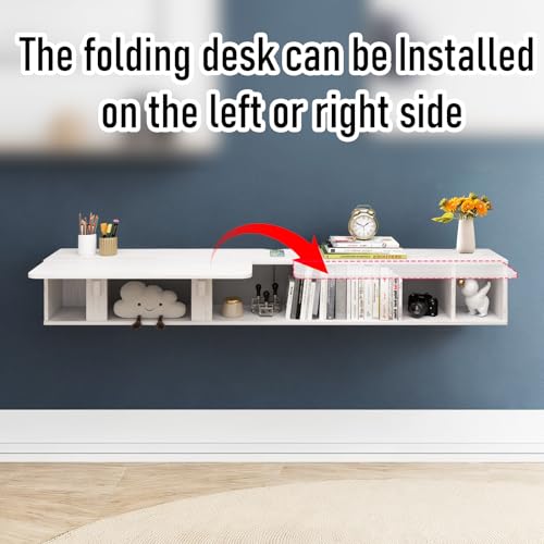 70'' Wall Mounted Desk with Storage Shelves Dark Grey D954