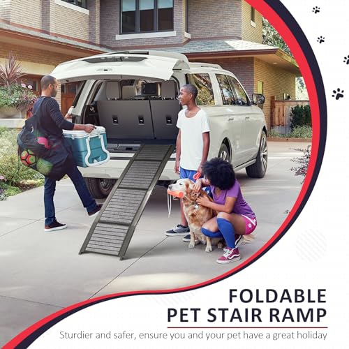 67" Foldable Dog Ramp with Non-Slip Rug Surface A509