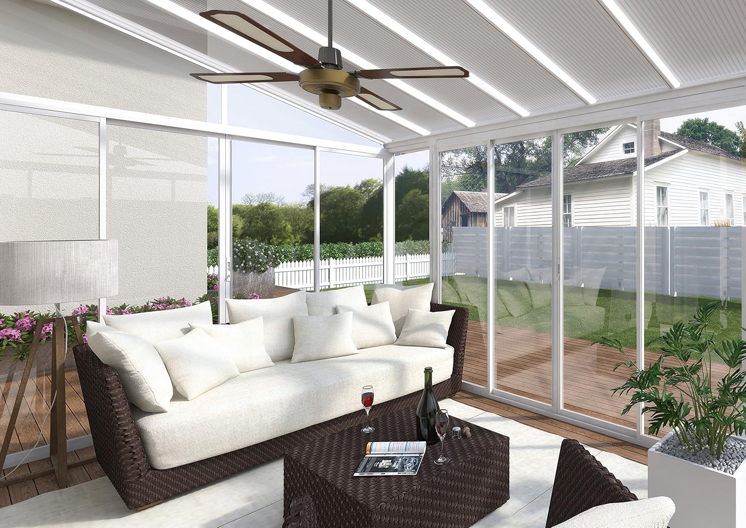 White 10x14 Enclosed Patio Cover Polycarbonate Shelter D79399
