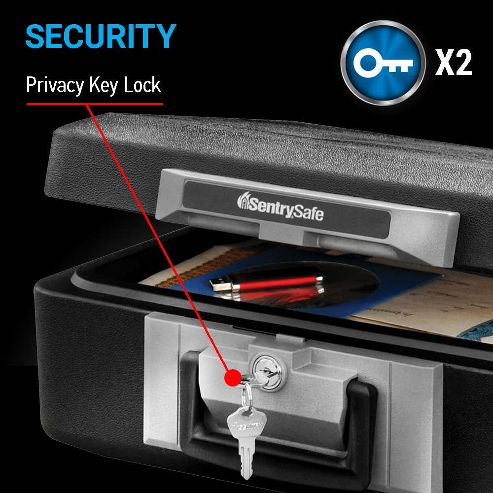 Fire-Resistant Box Safe with Key Lock 0.25 cu. ft., Black S804889