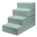 4-Step Pale Teal Linen Dog Cat Stairs R70117
