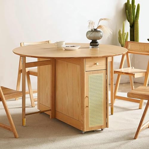 Folding Wood Round Dining Table with Storage Space R7881