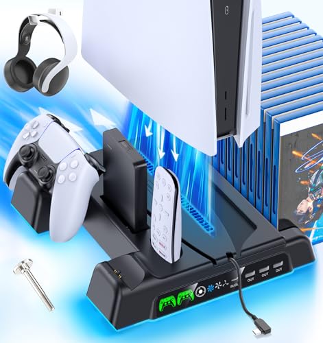 PS5 Stand and Cooling Station with LED Controller Charging Station C56847