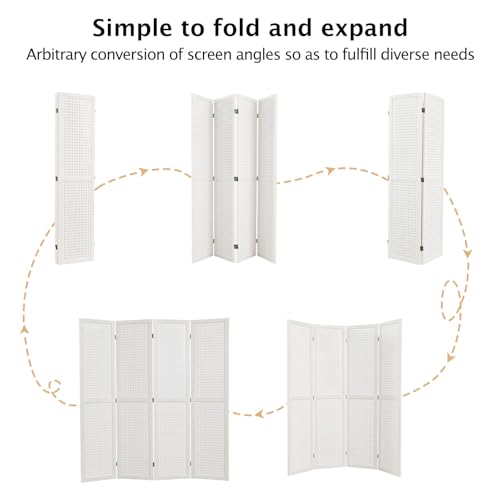 5.6Ft Wooden Folding Privacy Screen (4panels, Natural) B870254