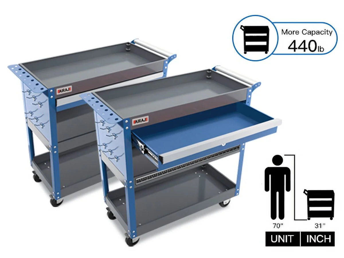 Tool Trolley with Hook, Non-slip Pearl Set, Ergonomic Handles, Rubber Brake Wheels K557
