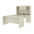 Bark Grey Executive Office Desk with Pedestal and Hutch B938199