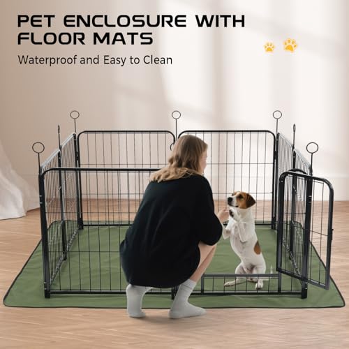 Black 24 Inch 8 Panels Metal Dog Playpen with Bottom Mat T325
