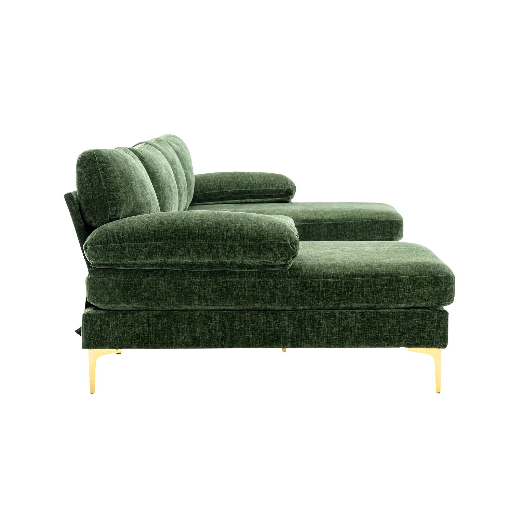 Velvet Sectional Sofa with Golden Metal Legs Y773