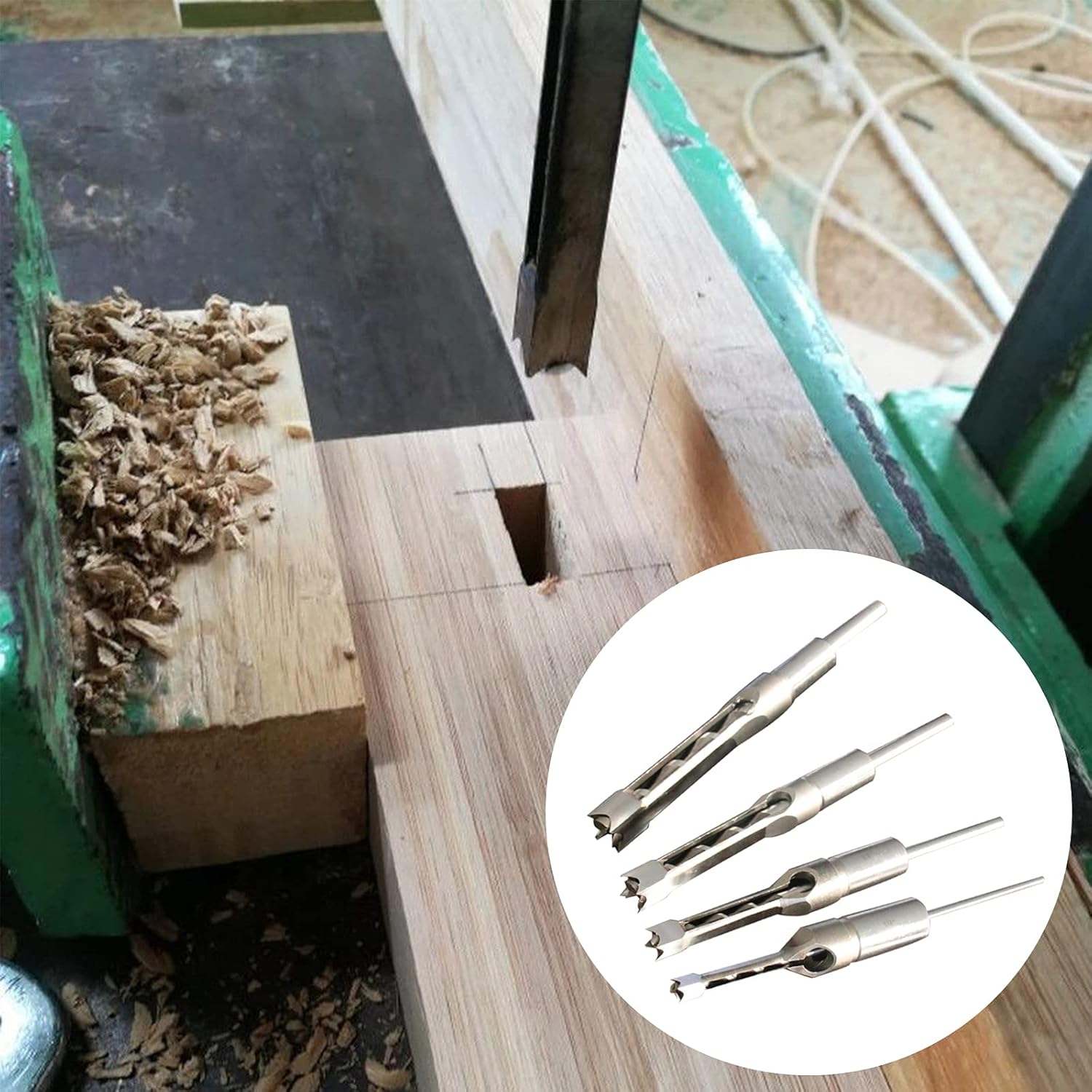Bench Drill Locator Set, Square Hole Chisel Drilling Machine Woodworking Mortiser Location Tool, Mortising Attachment Kit A72211