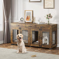 White Wooden Double Dog Crate with 3 Drawers T601938