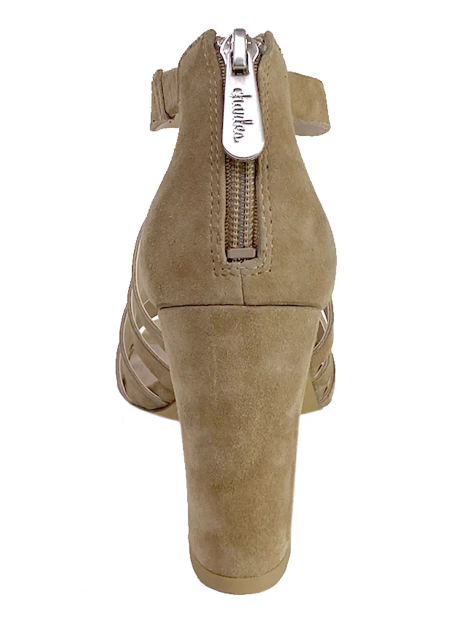 Beige Woven Leather Square Toe Block Heel Dress Sandals I179294