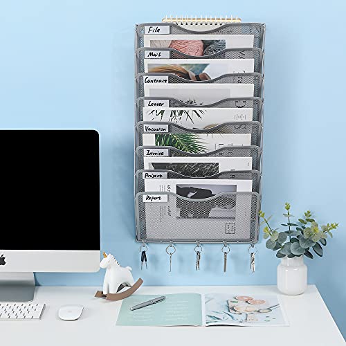 White 8 Pocket Wall Mount File Organizer X86721