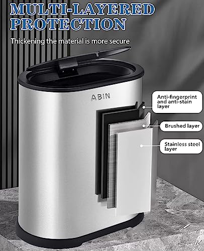 2.1 Gallon Stainless Steel Slim Trash Can with Press Top Lid G517