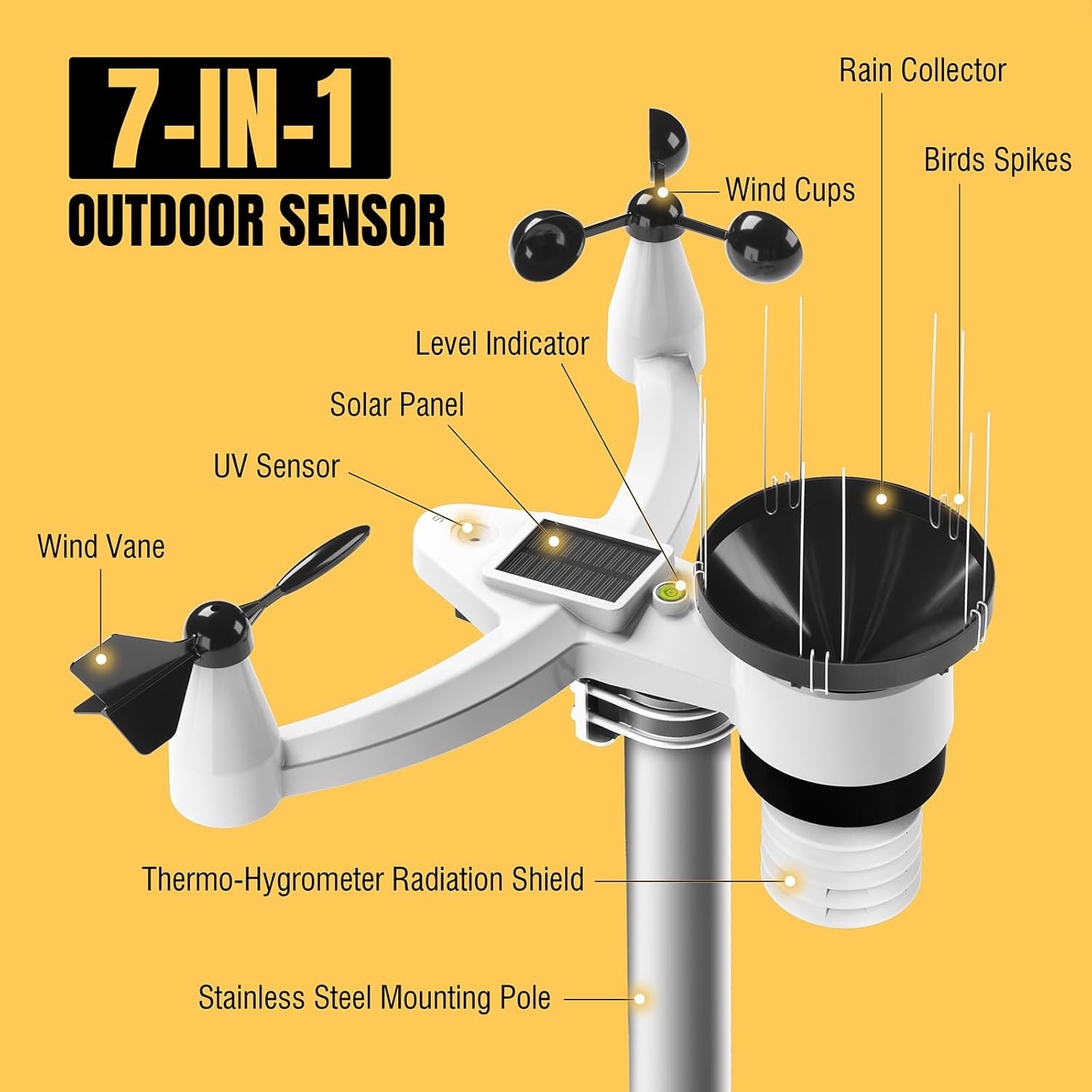 13-in-1 Weather Station with Rain Gauge, Wind Gauge, UV Index L8866