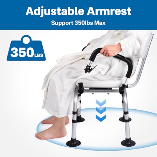 Black Heavy Duty Swivel Shower Chair with Arms Back R94134