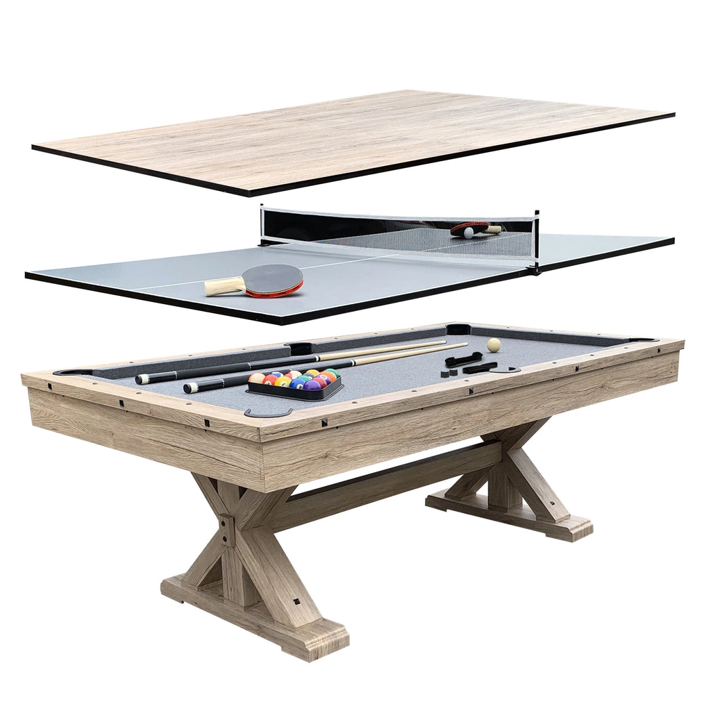 7-ft 3 in 1 Multi Game Pool Table with Dining and Table Tennis Tables B994