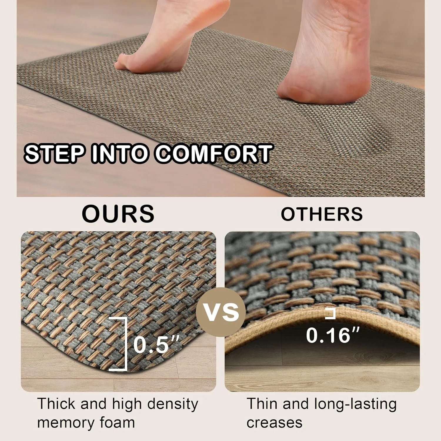 Grey/Green 17.3"x47" Anti-Fatigue Non Slip Kitchen Mat P962067