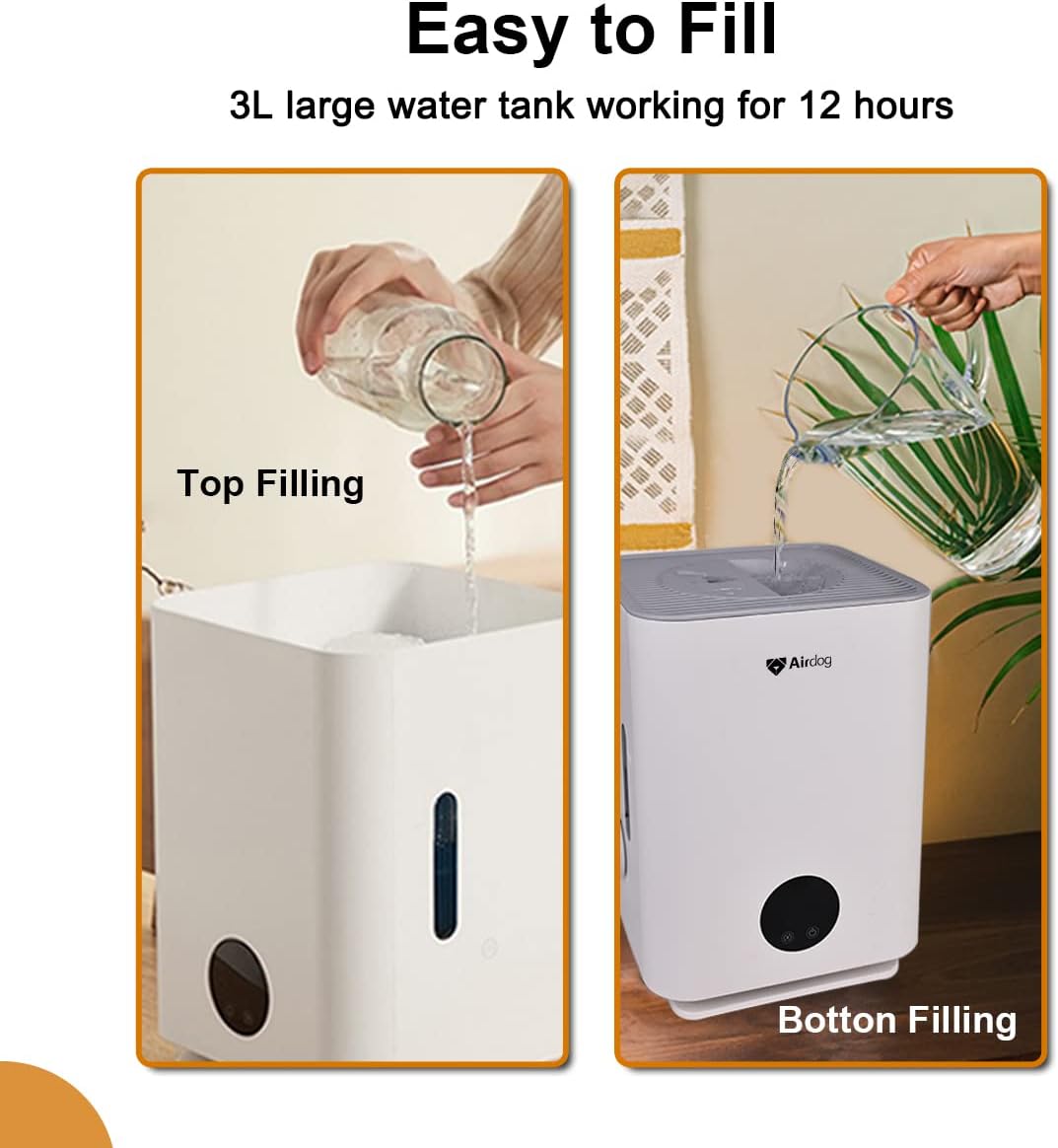 Cool Mist-Free Evaporative Humidifier, 3L Top Fill L639161