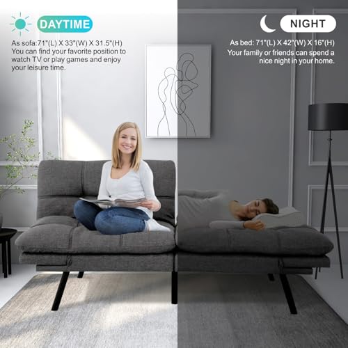 Brown Adjustable Memory Foam Futon Sofa Bed J82941