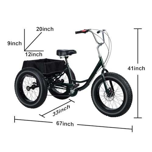20 Inch 7 Speed 3 Wheel Tricycle with Basket Double Disc Brake K25225