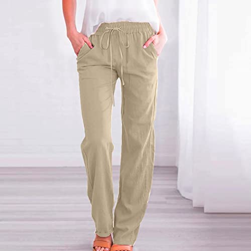Women Wide Leg Cotton Linen Pants V1777