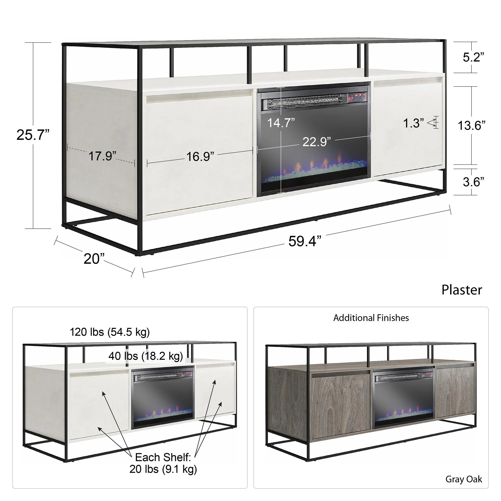 Plaster TV Stand with Electric Fireplace S8933