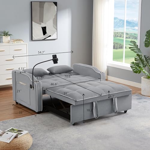 3-in-1 Velvet Convertible Sleeper Sofa Bed B3020